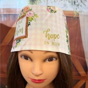 Pink Floral 'Hope In Him' Scrub Cap